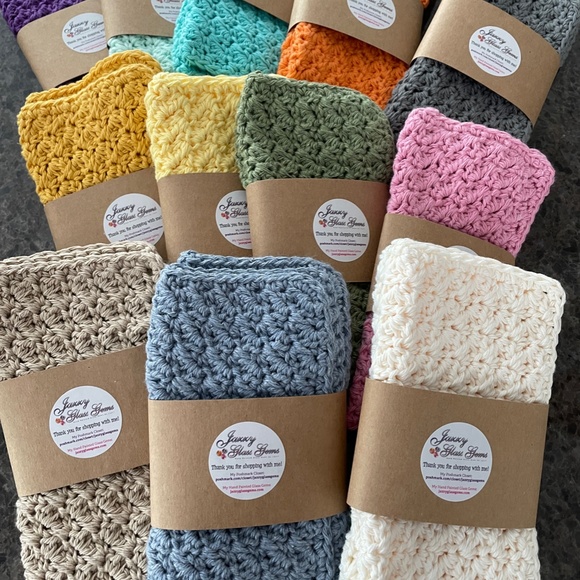 Crochet Washcloths - Set of 2, Dishcloths 100% Cotton YOU CHOOSE COLOR! - Picture 1 of 7